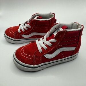 Vans Kids Red and White High-Top Sneakers